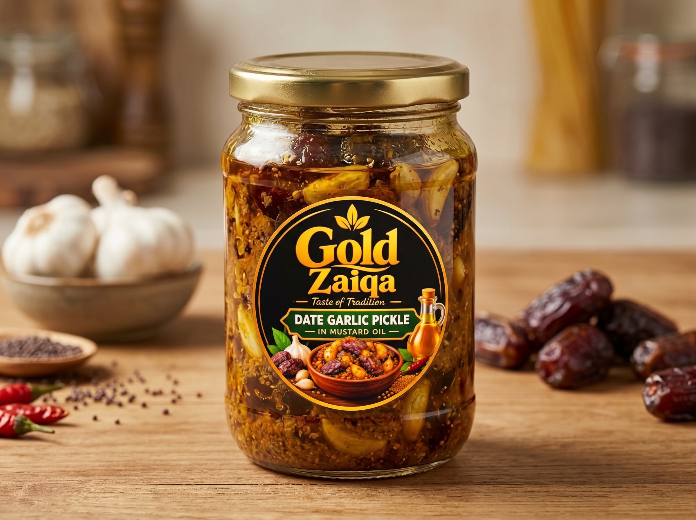 Gold Zaiqa Date Garlic Pickle in Mustard Oil